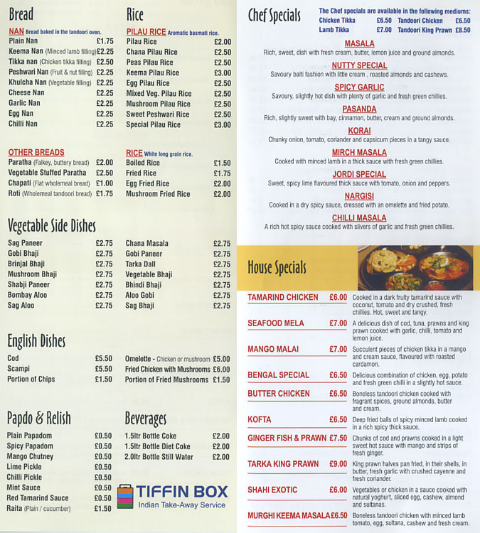 Tiffin Box Indian Restaurant On Saint Johns Warwick Everymenu