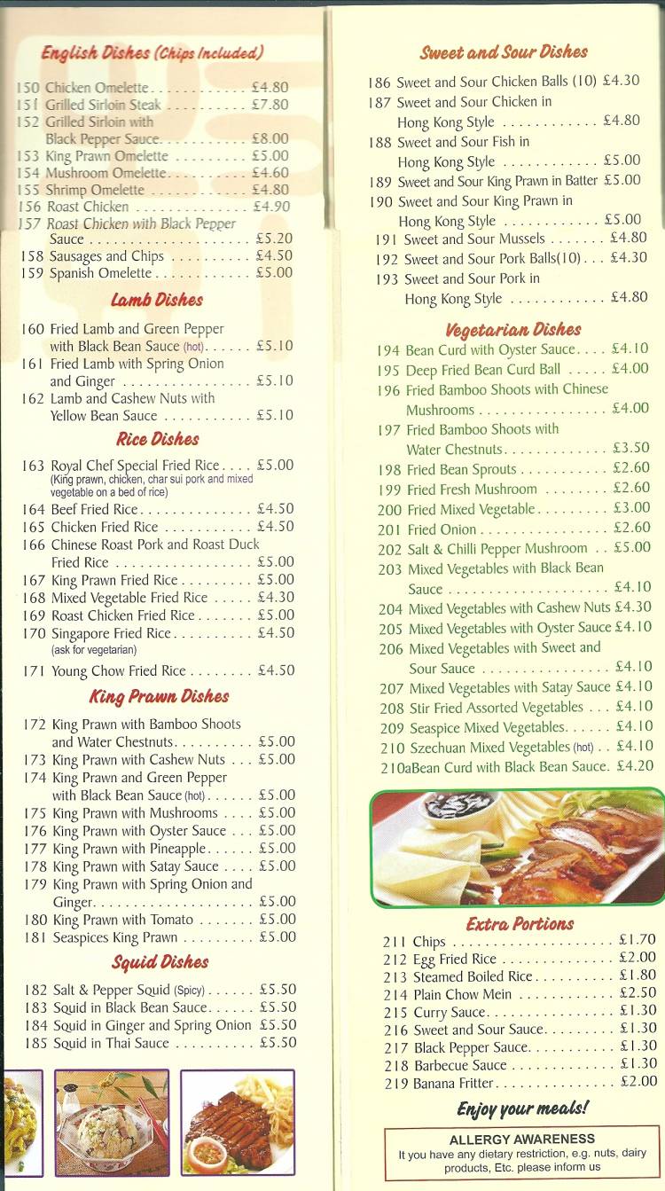 Royal Chef Chinese restaurant on Narborough Rd, Leicester - Everymenu